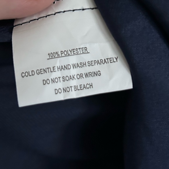 Here Comes the Sun Navy Satin Babydoll Empire Waist Poof Sleeve Mini Dress XS - Picture 14 of 14